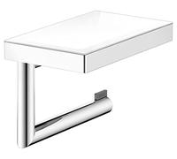 Keuco Reva porte-papier hygiénique 12873019000 chromé, avec étagère en verre, forme ouverte, largeur de rouleau 100/120mm