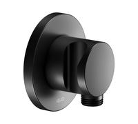 KEUCO Raccord de flexible avec support de douche, rosace ronde, 59592370001, Couleur: Noir Mat