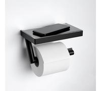 KEUCO REVA Support de papier toilette avec tablette, orientable, 12873379000, Couleur: Noir Mat