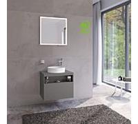 Keuco Stageline meuble sous vasque 32855290000 65 x 55 x 49 cm, Inox laqué mat satiné, Inox verre satiné, sans électronique, trou pour robinet à droite