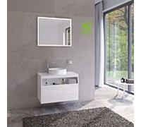 Keuco Stageline 32864300000 80 x 55 x 49 cm, décor blanc , verre match2 clair, sans blanc , avec trou pour robinet