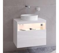 KEUCO Meuble sous-lavabo Stageline 32853300100 65x55x49 cm décor blanc verre blanc clair