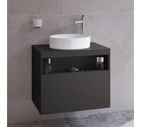 KEUCO Meuble sous-lavabo Stageline 32855970000, 65x55x49 cm, vulcanite satiné, robinet à droite