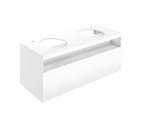 KEUCO STAGELINE Meuble sous-lavabo pour vasques à poser, 1 tiroir frontal, 1400x550x490mm, 2x1 trou pour robinet, avec éclairage LED, 32894180100, Corps/Avant: Cachemire Dekor matt / Cachemire Glas
