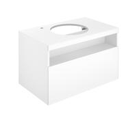 KEUCO STAGELINE Meuble sous-lavabo pour vasques à poser, 1 tiroir frontal, 800x550x490mm, 1 trou pour robinetterie à gauche, avec éclairage LED, 32864290100, Corps/Avant: Laque Inox satinée / Verre In