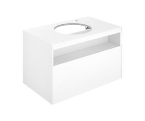 KEUCO STAGELINE Meuble sous-lavabo pour vasques à poser, 1 tiroir frontal, 800x550x490mm, 1 trou pour robinetterie à droite, avec éclairage LED, 32865300100, Corps/Avant: Blanc décor mat / Blanc verre