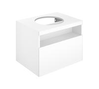 KEUCO STAGELINE Meuble sous-lavabo pour vasques à poser, 1 tiroir, sans trou pour robinetterie, 650x550x490mm, 32853300000, Corps/Avant: Blanc décor mat / Blanc verre