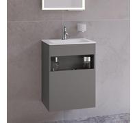 Keuco Stageline meuble sous-vasque 32822290001 laqué Inox satiné mat, verre Inox satiné, 46x62,5x38cm, sans électricité, gauche