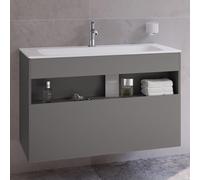 KEUCO Meuble sous-lavabo Stageline 32872290000 100×62,5×49 Inox laqué mat, verre satiné sans élec.