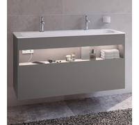 Keuco Stageline meuble sous-vasque 32882290100 120 x 62,5 x 49 cm, Inox laqué mat satiné, Inox verre satiné, avec électricité