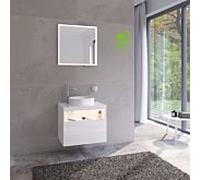 Keuco Stageline meuble sous-vasque 32854300100 65 x 55 x 49 cm, décor blanc , verre match1 clair, avec blanc , avec trou pour robinet