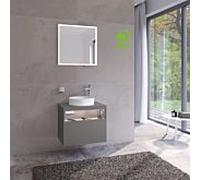 Keuco Stageline meuble sous vasque 32855290100 65 x 55 x 49 cm, Inox laqué mat satiné, Inox verre satiné, avec électronique, trou pour robinet à droite