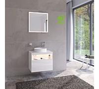 Keuco Stageline meuble sous-vasque 32855300100 65 x 55 x 49 cm, décor blanc , verre match1 clair, avec blanc , trou pour robinet à droite