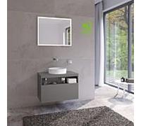 Keuco Stageline meuble sous vasque 32863290000 80 x 55 x 49 cm, Inox laqué mat satiné, Inox verre satiné, sans électricité