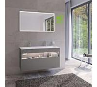 Keuco Stageline meuble sous-vasque 32882290100 120 x 62,5 x 49 cm, Inox laqué mat satiné, Inox verre satiné, avec électricité