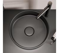 KEUCO STAGELINE Vasque à poser en céramique, ronde, 400mm, sans trou pour robinetterie, 32880570400, Couleur: Noir