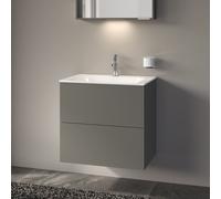 KEUCO X-LINE Meuble sous-lavabo 2 tiroirs 650x605x490 mm Laque Inox satinée/Verre Inox satiné