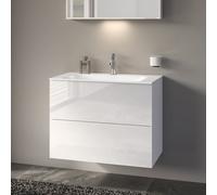KEUCO Meuble sous-lavabo X-LINE 33163300000 – 2 tiroirs, 80×60,5×49 cm, blanc mat/verre blanc