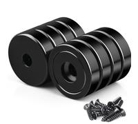 Keukenket Aimants néodyme de 25 mm avec trou noir, extra puissants 25 kg, lot de 8, aimants à visser à tête hexagonale, magnétiques, cylindriques, noirs
