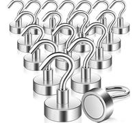 Keukenket Lot de 18 crochets magnétiques puissants de 15,9 kg, aimants de 20 mm pour cabines de croisière, aimants en néodyme avec crochet, crochet magnétique pour réfrigérateur, cuisine, garage