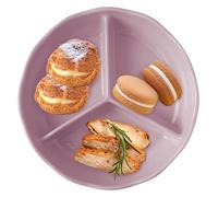 KEuLen Assiettes Divisées, Assiette Compartiment, Plateau diététique rond en céramique for pâtes, fruits et salades(Purple)
