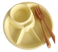 KEuLen Assiettes Divisées, Assiettes à Dîner Divisées, Assiette ronde en porcelaine, plateau à dessert for salade, camping, extérieur ou usage quotidien(Yellow)