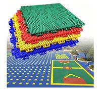 KEuLen Dalles de Sol Modulaires Emboîtables, Dalles de Sol for terrains de Sport Scolaires, Tapis de Sol modulaires emboîtables à Drainage Rapide(Red)