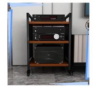 KEuLen Meuble HiFi, Meuble Chaine HiFi, Support multimédia à roulettes for Console de Jeux, Meuble stéréo for Home cinéma(Teak,3 Tier-73cm High)