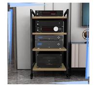 KEuLen Meuble HiFi, Meuble Chaine HiFi, Support multimédia à roulettes for Console de Jeux, Meuble stéréo for Home cinéma(Walnut,4 Tier-94cm High)