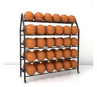 KEuLen Porte Ballon Basket, Support Ballon Foot, Chariot de Rangement Vertical for Ballons de Sport, Volley-Ball, Football, Basket-Ball(140x35x140cm)