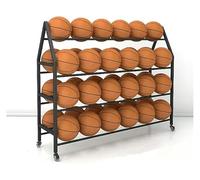 KEuLen Porte Ballon Basket, Support Ballon Foot, Chariot de Rangement Vertical for Ballons de Sport, Volley-Ball, Football, Basket-Ball(140x35x112cm)