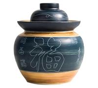 KEuLen Pot de Fermentation Traditionnel Chinois en céramique - Pot de décapage avec Couvercle de sass à Joint d'eau for Le Stockage du Kimchi et des Aliments(5KG)