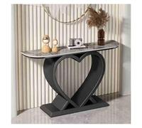 KEuLen Table Console, Console Meuble, Console avec piètement en métal en Forme de cœur et Plateau en Pierre, idéale for l'entrée, Le Couloir, Le Salon ou la Chambre.(Black B,120cm/47.2in)