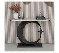 KEuLen Table Console, Console Meuble, Console avec Structure métallique géométrique, idéale for Une entrée, Un Couloir ou derrière Un canapé.(Black B,100cm/39.4in)