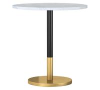 KEuLen Table de Bar, Table Haute, Table à Manger Ronde, Plateau en Ardoise Blanche et Base en métal brossé(105cm/41in)