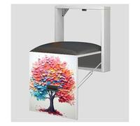 KEuLen Tabouret Pliant Mural Multifonctionnel avec Panneau Artistique et Coussin Doux for entrée, Camping-Car et Plus Encore(H,Without armrest)