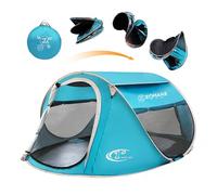 Keumer Tente Pop-up pour 2 à 4 Personnes, Tente de Plage, abri Solaire pour bébé avec Protection UV, Installation Automatique et instantanée pour la Famille (Bleu Clair)