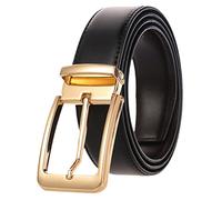 keusyoi Ceinture en cuir pour homme avec boucle en métal doré, Boucle dorée - Noir, 100 cm