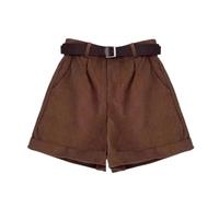 keusyoi - Short en velours côtelé pour femme - Taille haute vintage - Ajustement slim - Ourlet roulé - Short d'hiver petite cloche, café, S