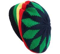 Keuyeo Bonnet en Tricot Rasta Jamaïcain, Béret Tricoté, Feuilles Multicolores, Mode Hip Hop, Couvre-, Unisexe, Ample, Baggy