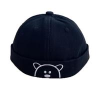 Keuyeo Casquette Docker pour Garçon, Chapeau sans Bords, Ours De Dessin Animé, Bonnet en Coton Respirant pour Enfants, Casquette De Marin De Propriétaire De Printemps Solide