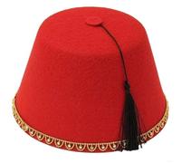 Keuyeo Casquette Marocaine Ottoman avec Pompon Noir, Chapeau Fez Marocain, Accessoires De Costume De Fête pour Événements Culturels, Théâtre Cosplay