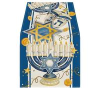 Keuyeo Chemin De Table Menorah De Hanoukka, Étoile De David, Décoration pour Cheminée, Cuisine, Salle À Manger Maison, Fête Juive De Hanoukka