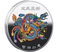 Keuyeo Dragon Phénix Signifie Prospérité Pièce Porte-Bonheur Peinte Symbolisant Bonne Fortune Collection De Pièces Commémoratives Traditionnelles Chinoises