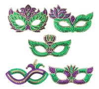Keuyeo Lot De 5 Masques De Mascarade, Demi-Masques À Paillettes pour Cosplay, Accessoires De Déguisement pour Carnaval Halloween.
