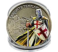 Keuyeo Pièce Commémorative des Chevaliers Templiers, Pièce De Défi Vintage, Médaille du Bouclier Sacré pour Les Amateurs De Collection d'art