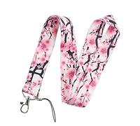Keuyeo Porte-clés Artistique en Forme De Fleur De Cerisier Rose, 1 Pièce, Lanière De Cou pour Clés De Téléphone, Carte D'identité, Lanières Créatives