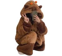 Keuyeo Pyjama Capibara Mignon, Chemise De Nuit en Polaire Corail d'hiver, Chaude avec Clips Orange, Vêtements De Nuit