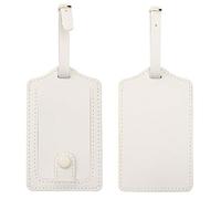 Kevancho Lot de 2 étiquettes de bagage en cuir pour homme et femme, étiquettes d'identification avec protection arrière intégrale pour navires de croisière, accessoires de voyage (blanc 03)