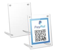 Kevenal Lot de 2 panneaux de code QR, 10,2 x 15,2 cm avec support en métal, support en acrylique pour application de caisse